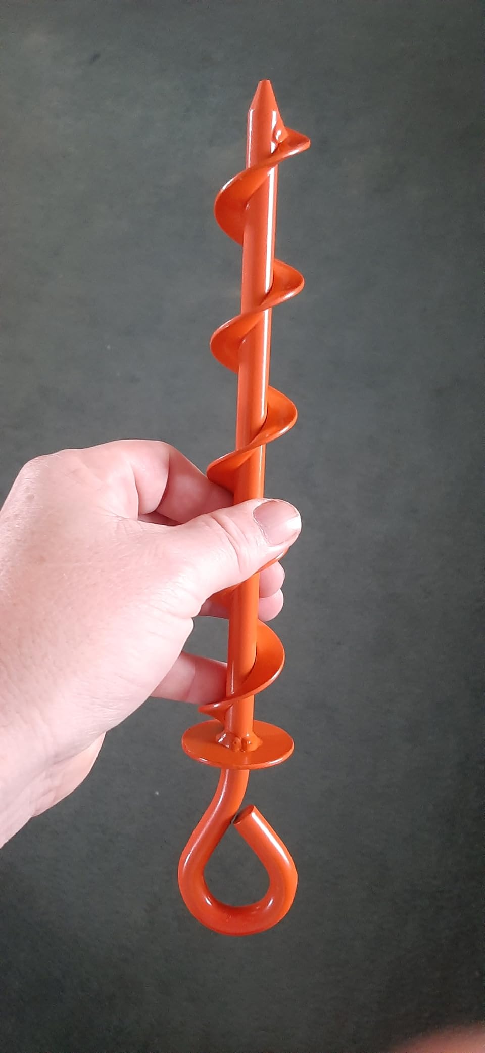 Eurmax USA 4-Pack Heavy Duty Removable Full Spiral Screw in Ground Anchors, Anti-Rust Earth Auger Screw Stakes with Drill Adapter & T-Handle Wrench for Trampoline, Canopy, Tent, Swing Set (Orange) customer photo 2