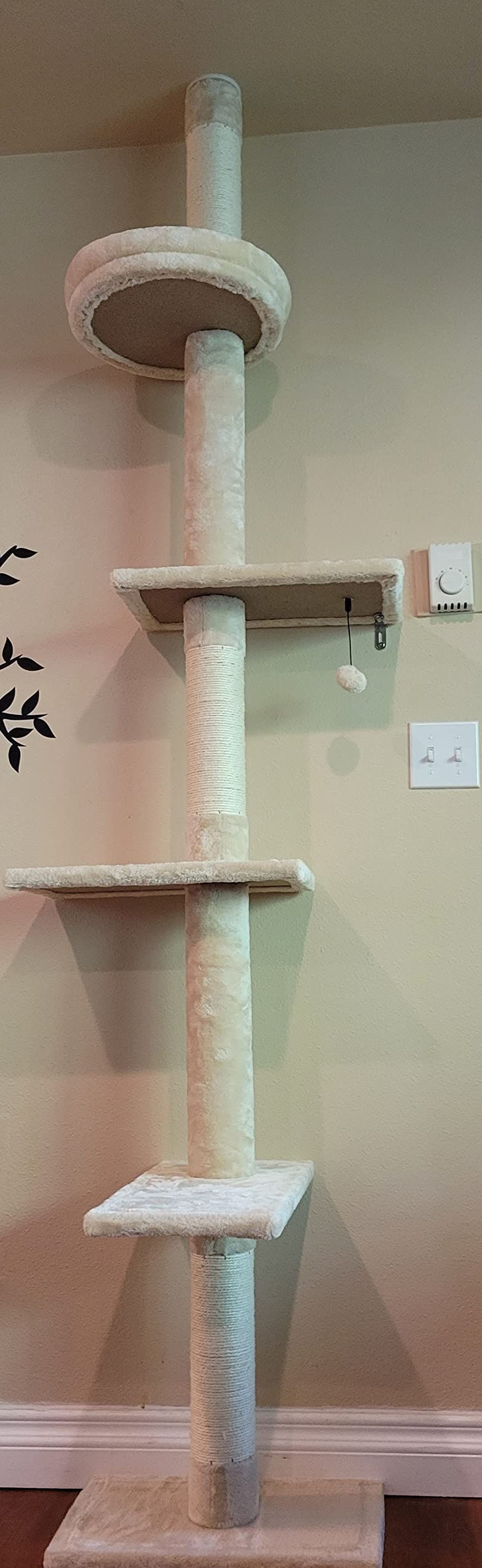 PETEPELA 5-Tier Floor to Ceiling Cat Tree, 95-107In Tall Cat Tower Beige customer photo 2