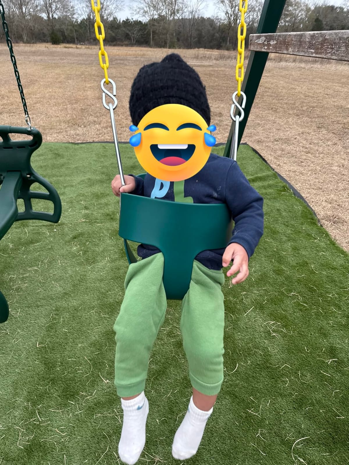 High Back Full Bucket Toddler Swing Seat with Yellow Coated Chains Fully Assembled Baby Swing Set Accessories customer photo 2