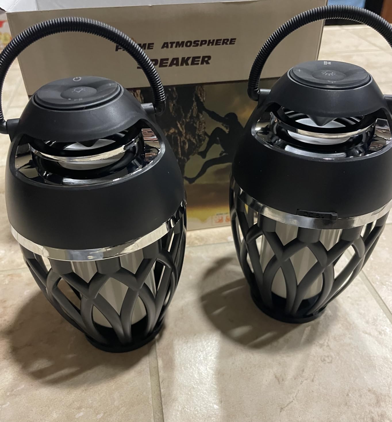 2 Pack Outdoor Bluetooth Speakers with Flame Flickers Light IPX5 Waterproof customer photo 1