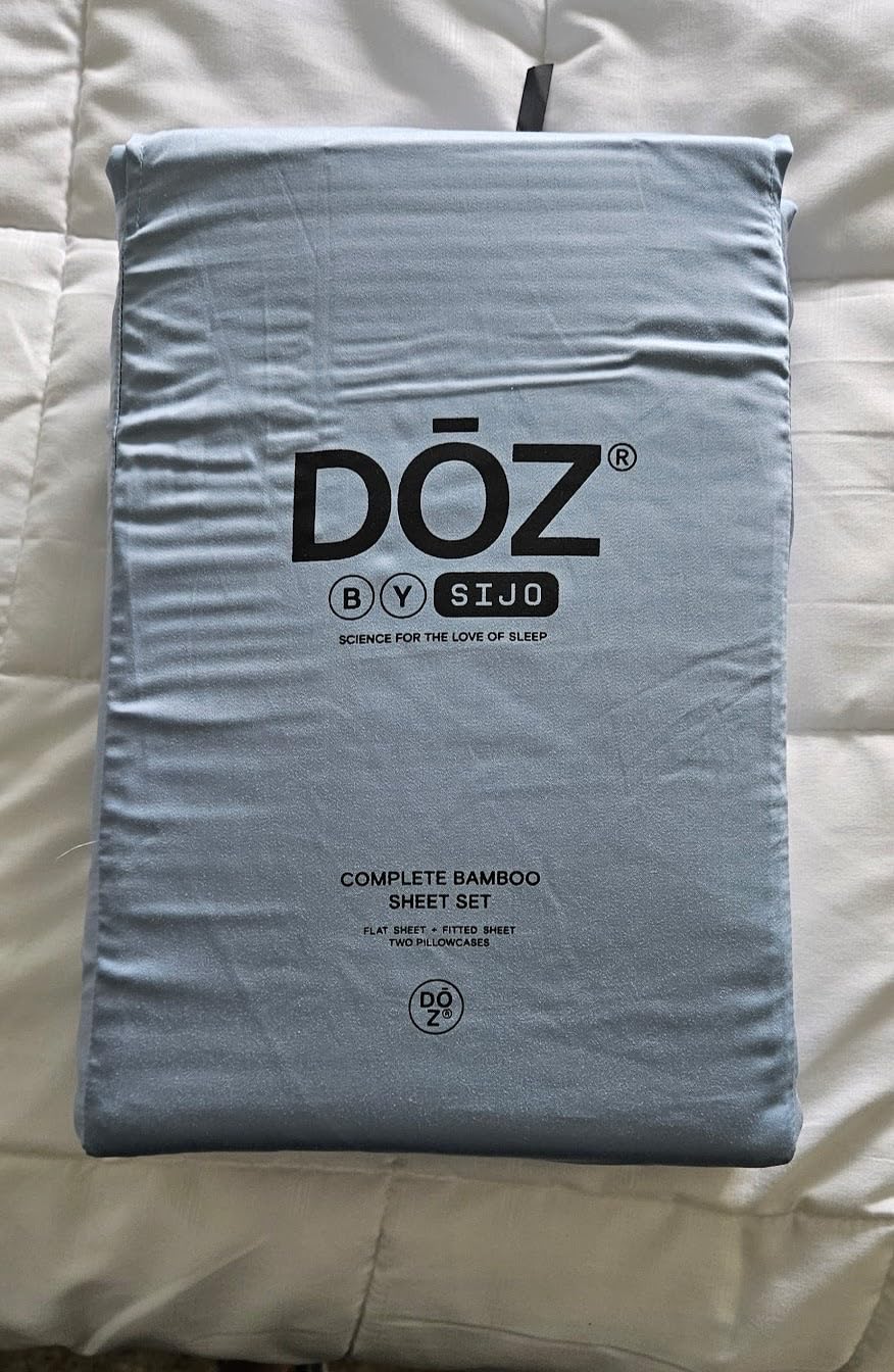 DOZ Sheet Set, 100% Viscose derived from Bamboo, Organically Grown, Buttery Soft, Cooling Sheets, High GSM, Deep Pockets - 4 Piece - 2 Pillowcases 1 Fitted 1 Top Sheet (Forest, Queen) customer photo 1