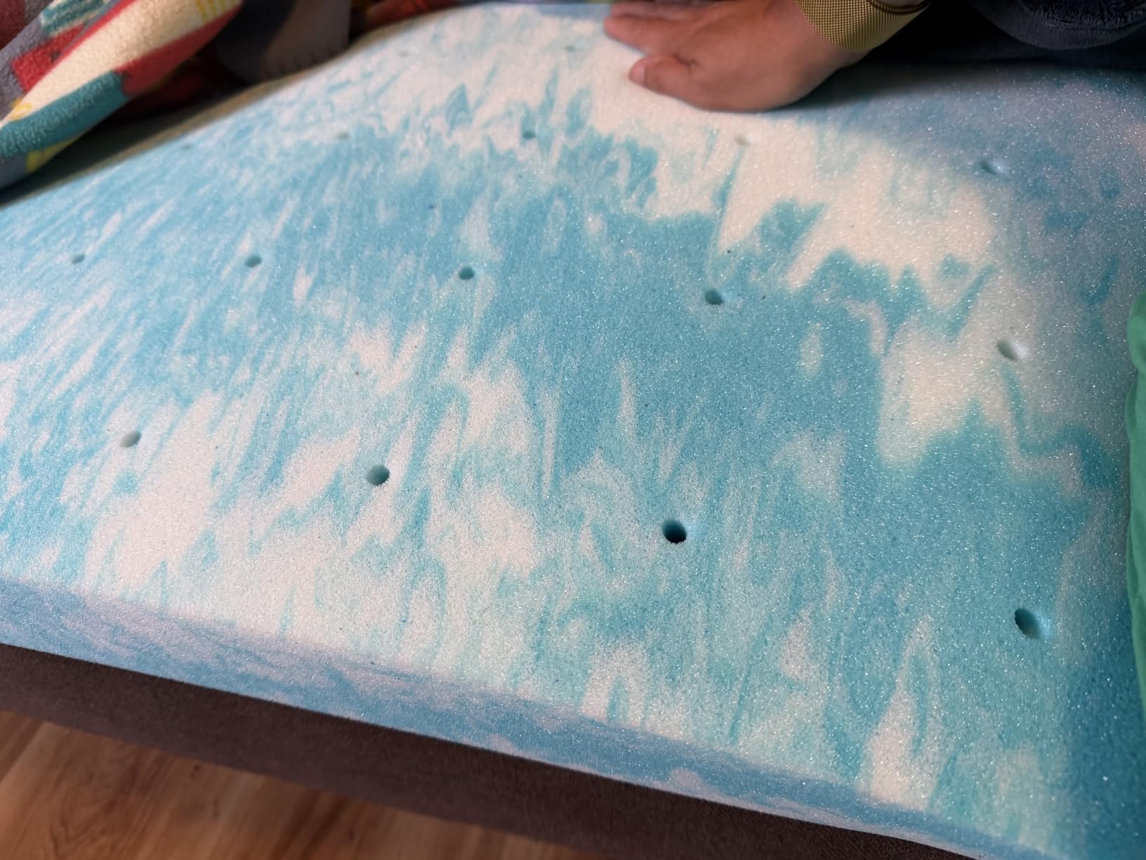 PERLECARE King 3 inch Ventilated Gel Memory Foam Mattress Topper Blue customer photo 1