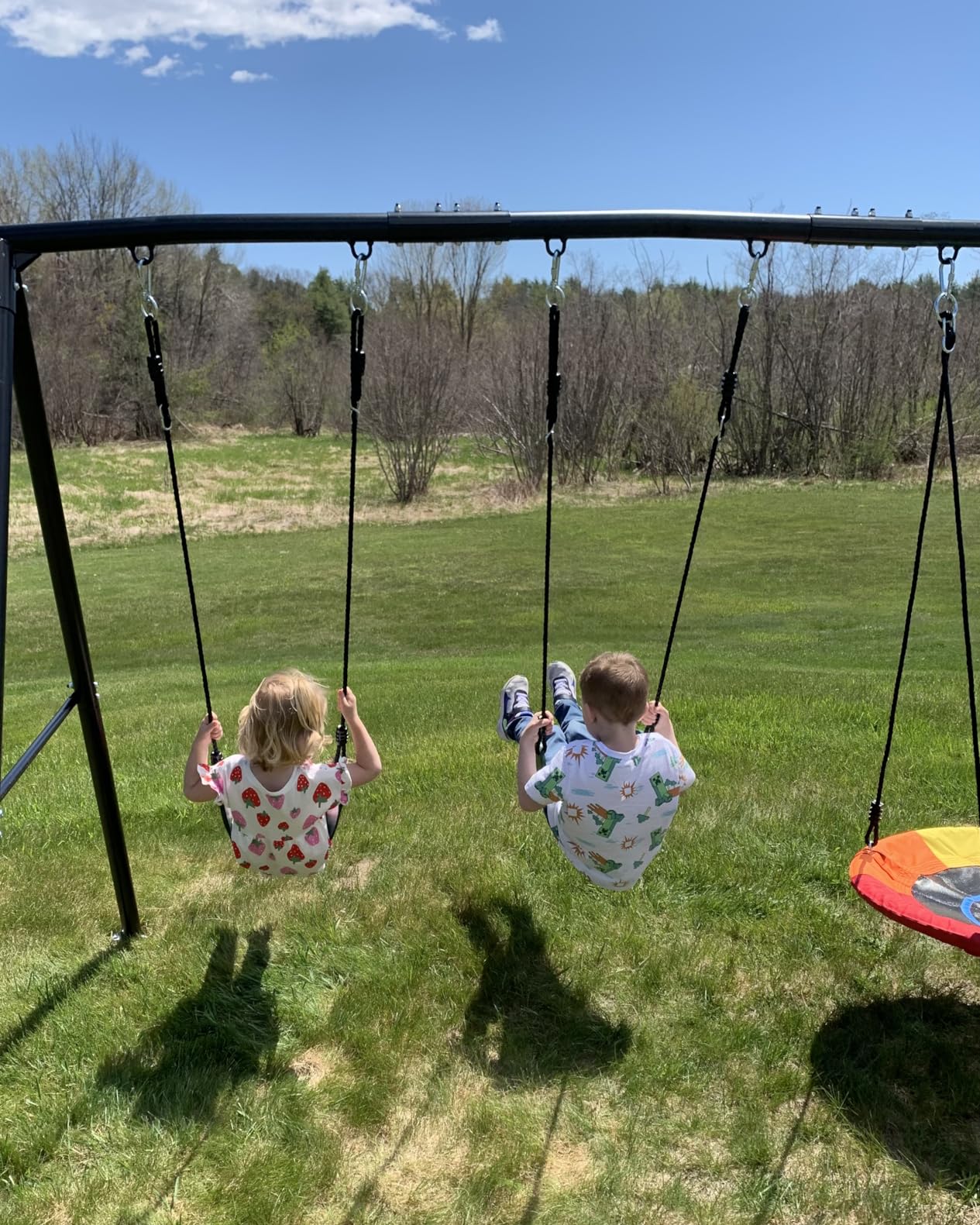 Hapfan 3 Seat Swing Set for Backyard with Saucer & Belt Swings customer photo 1