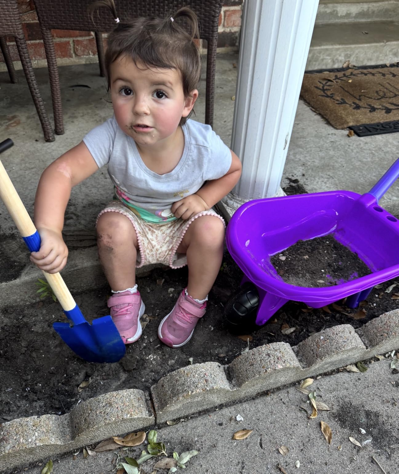 Qtioucp Kids Gardening Set with Wheelbarrow, Real Metal Garden Tools for Kids Ages 3-8, 4 Long Handle Tools, 3 Hand Tool, Gloves, 5 Stickers, Handbook, Outdoor Backyard Toys for Toddler Gift customer photo 2