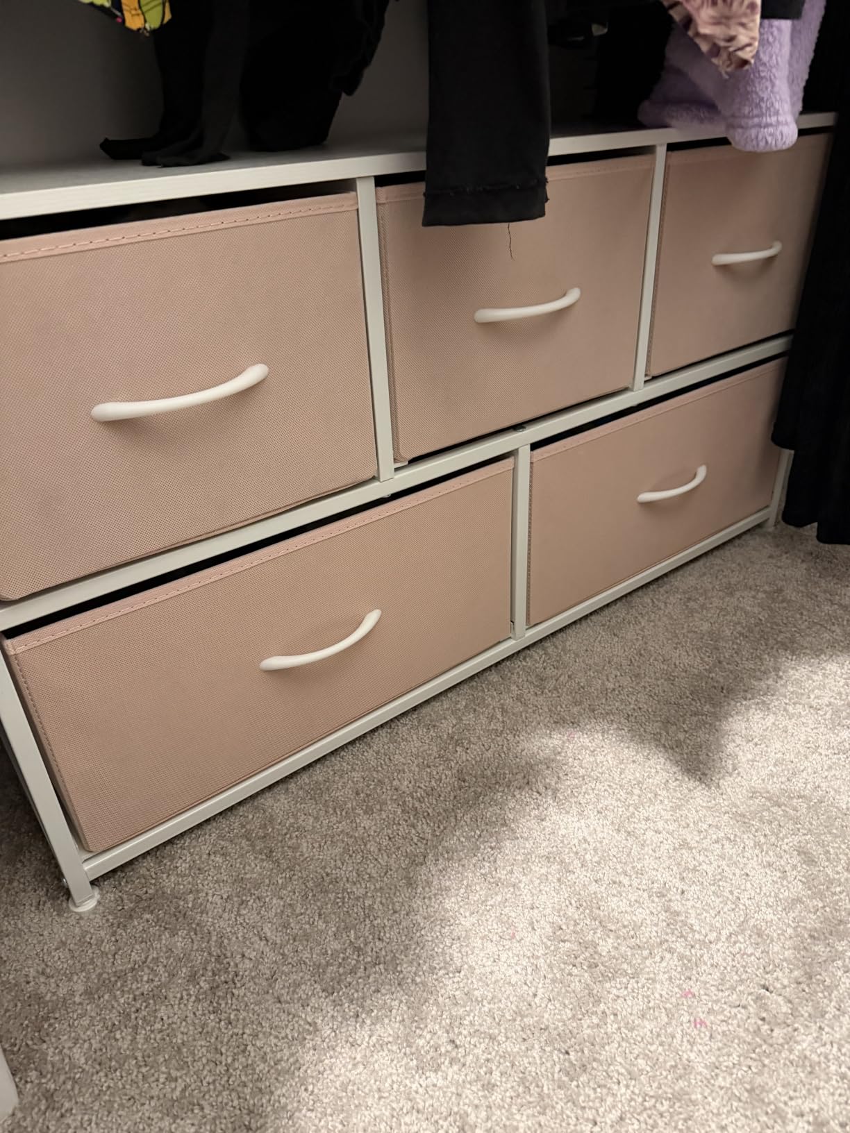 WLIVE 5 Drawer White Fabric Dresser for Bedroom, Wide Storage Chest customer photo 2