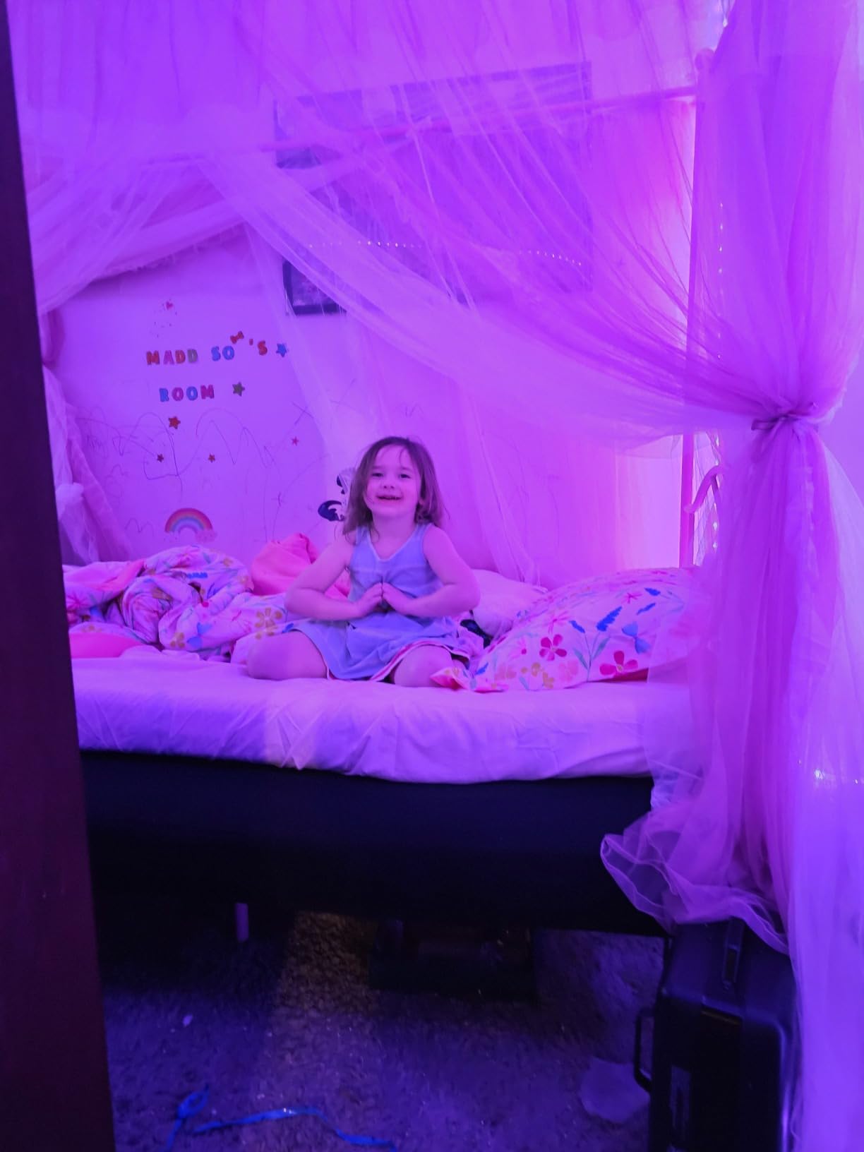 Queen Canopy Bed Frame with 4 Posters, Queen Size Bed for Girls Adults customer photo 1