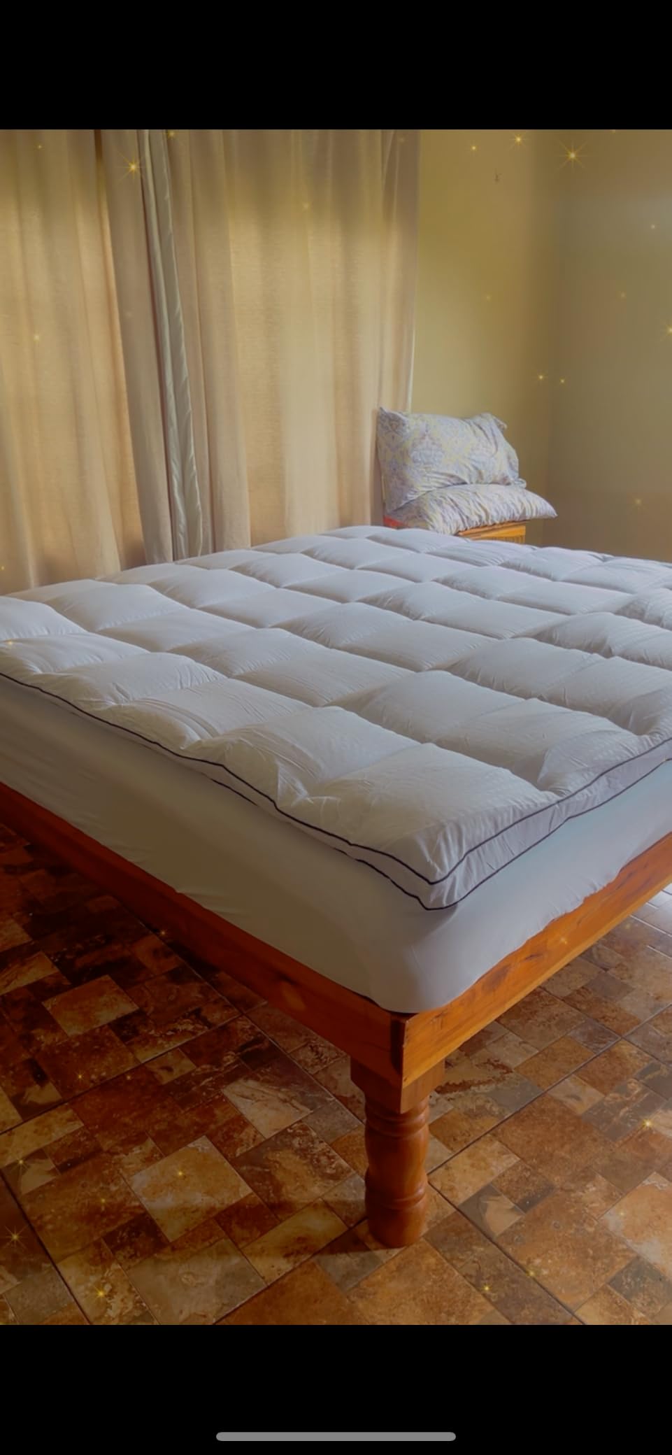 MASVIS King Size Dual Layer 4 Inch Memory Foam Mattress Topper, 2 Inch Gel Memory Foam and 2 Inch Cooling Pillow Top Mattress Pad Cover for Back Pain, Medium Support customer photo 2