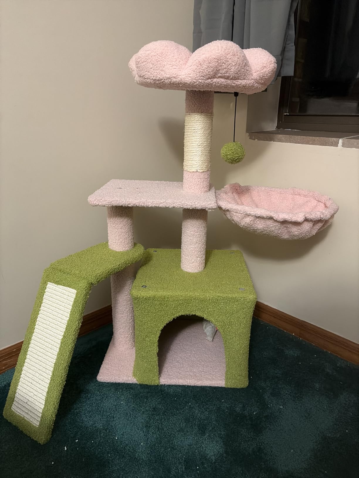 PETEPELA Cactus Cat Tree for Kittens & Small Cats, 32in Cat Tower,Green customer photo 2