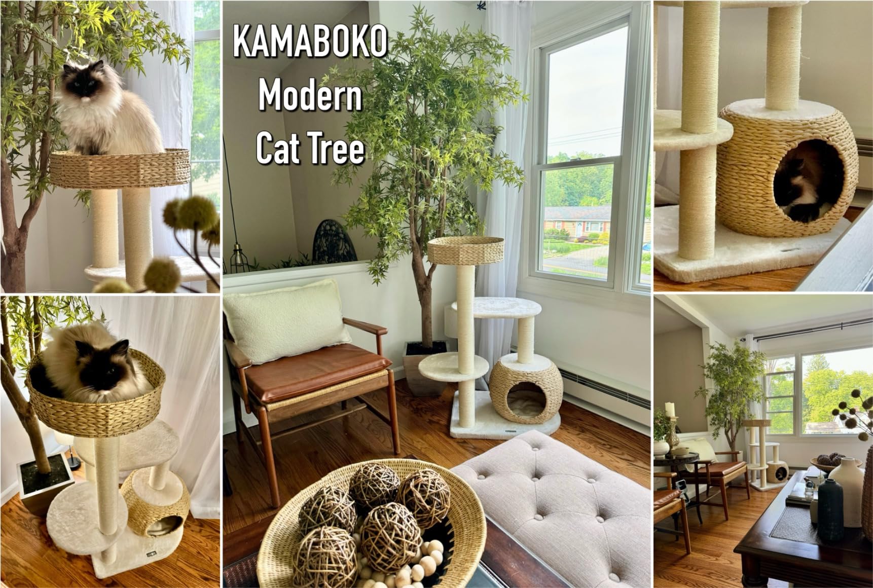 KAMABOKO Modern Cat Tree, Hand-Woven Condo & Top Perch,cat Houses & Condos customer photo 1