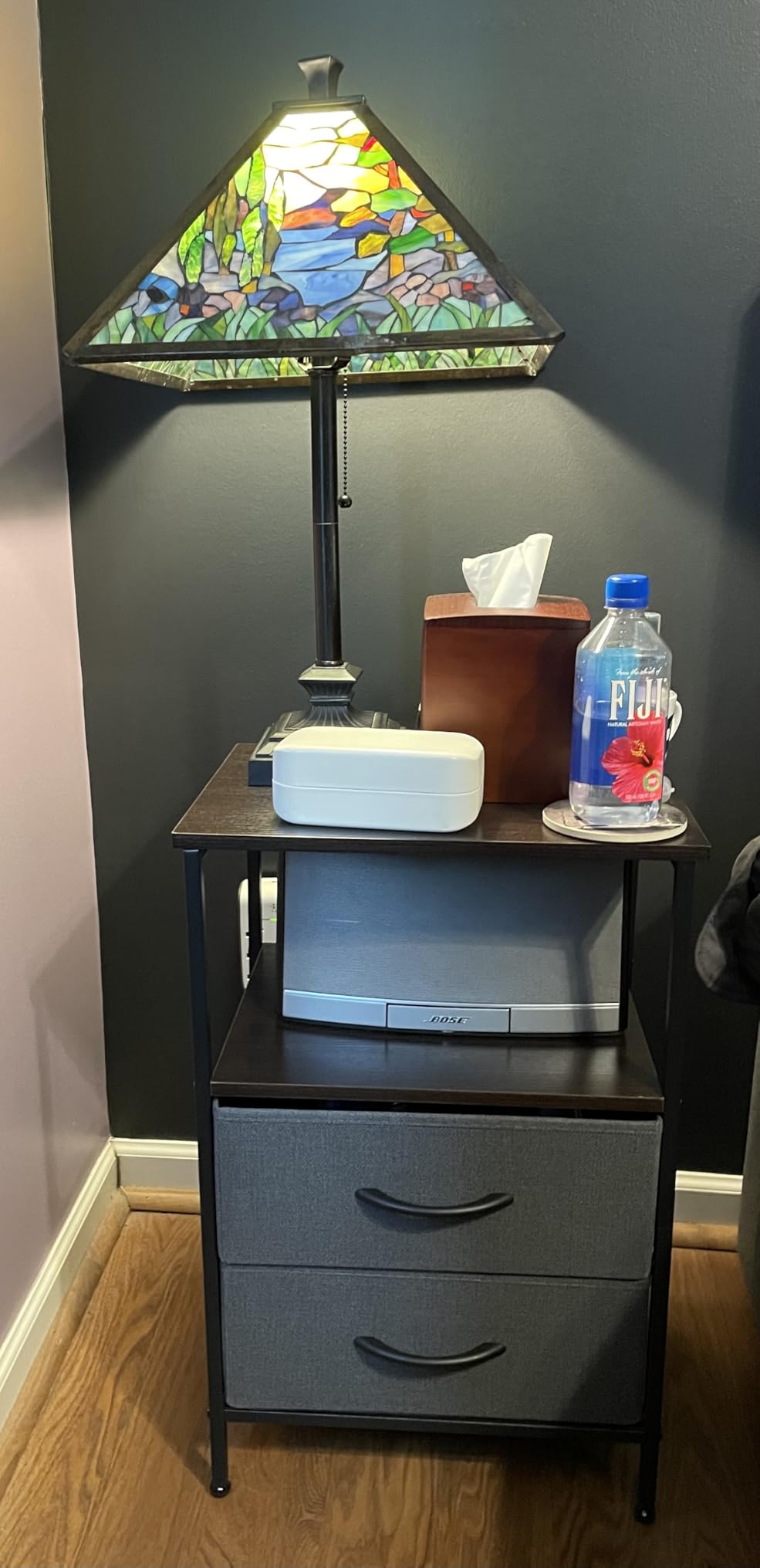 Huuger Nightstand with Charging Station, 27.6 Inch Bedside Table,Side Table customer photo 1