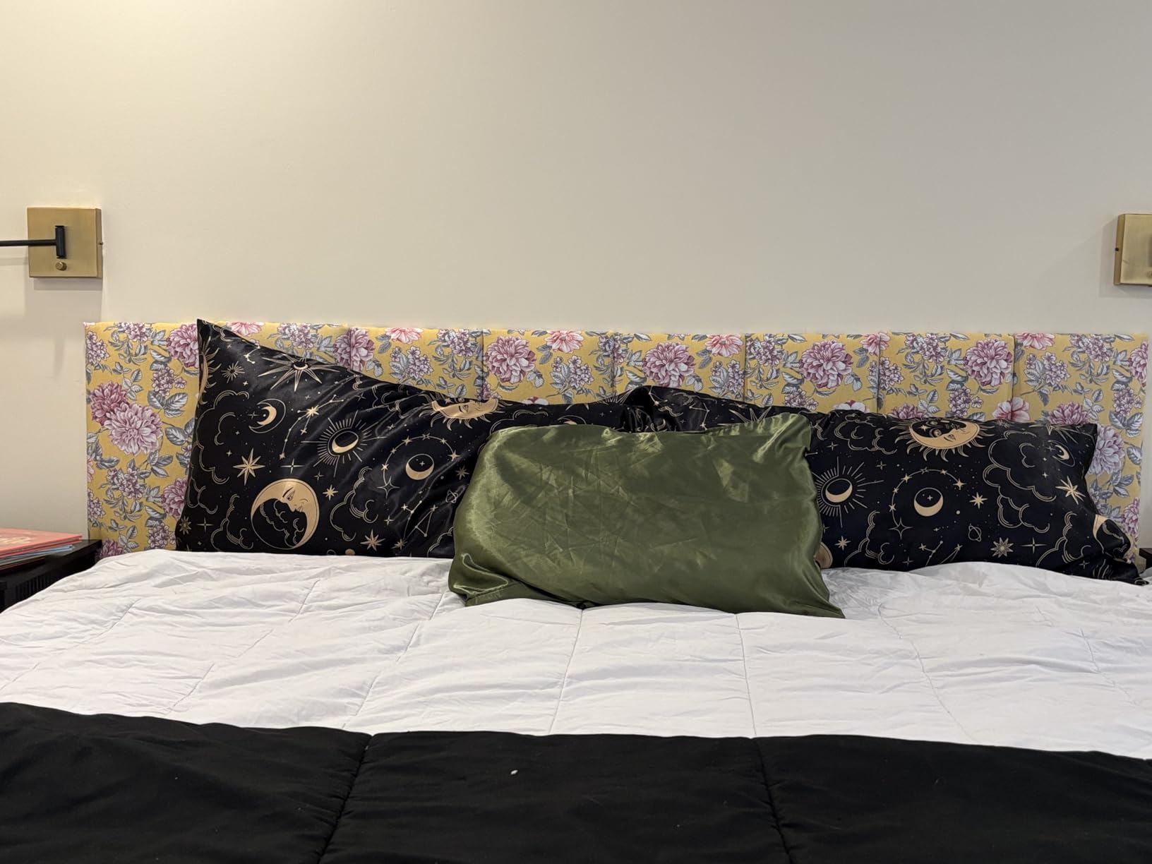 IFNOW Wall Mounted Headboard, Peel and Stick Panels, Dark Grey, Queen customer photo 1