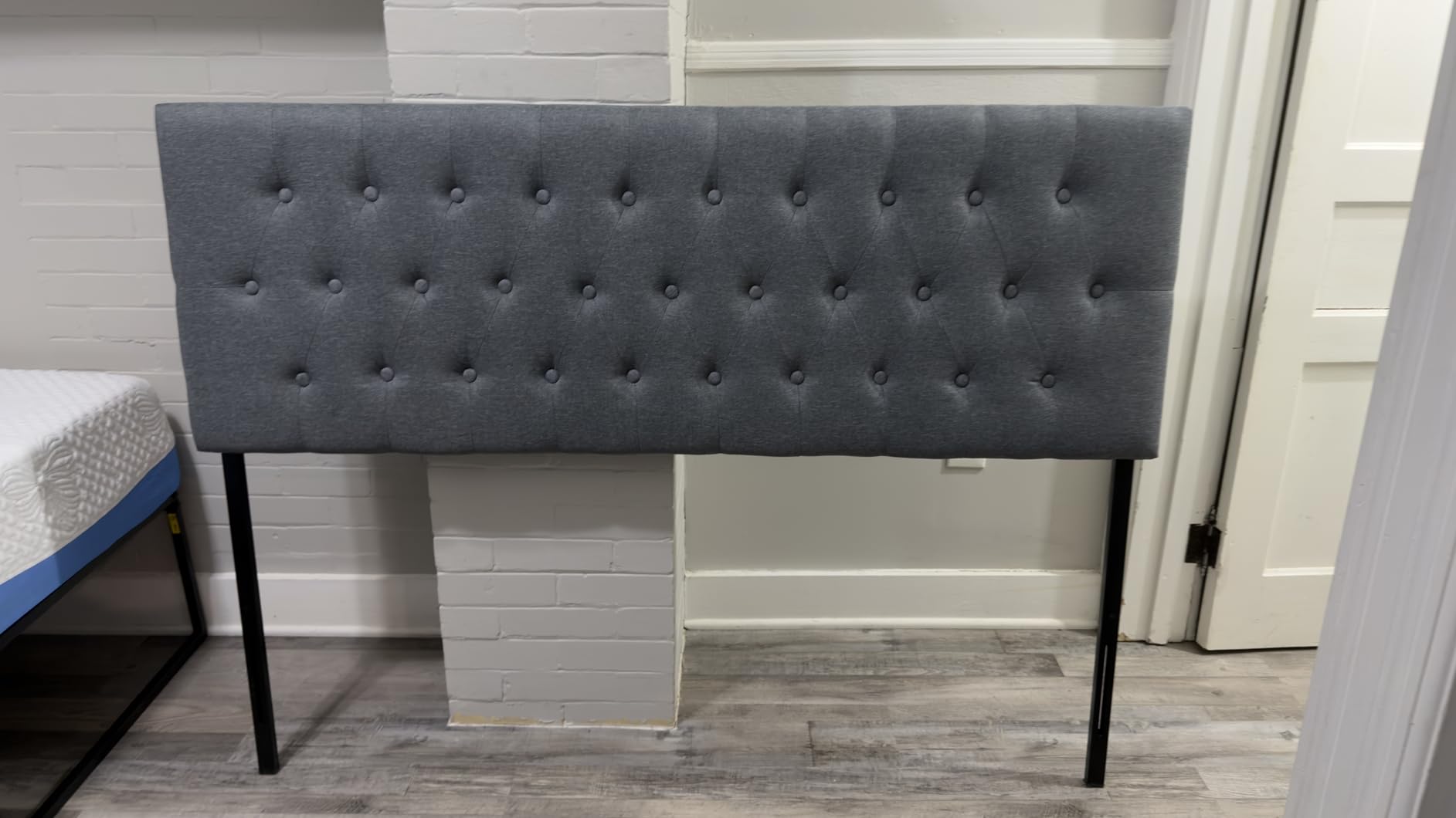Tufted Upholstered Headboard Queen Size, Adjustable Height 37- 51 in, Beige customer photo 2