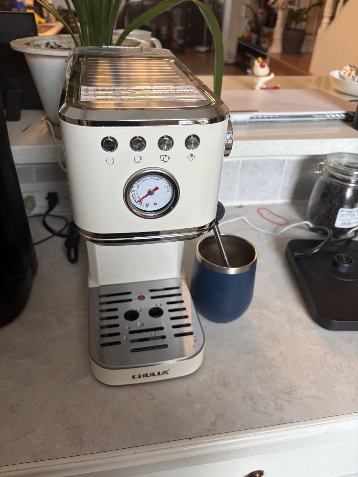 CHULUX Slim Espresso Machine with Milk Frother for Home Cappuccino & Latte customer photo 1