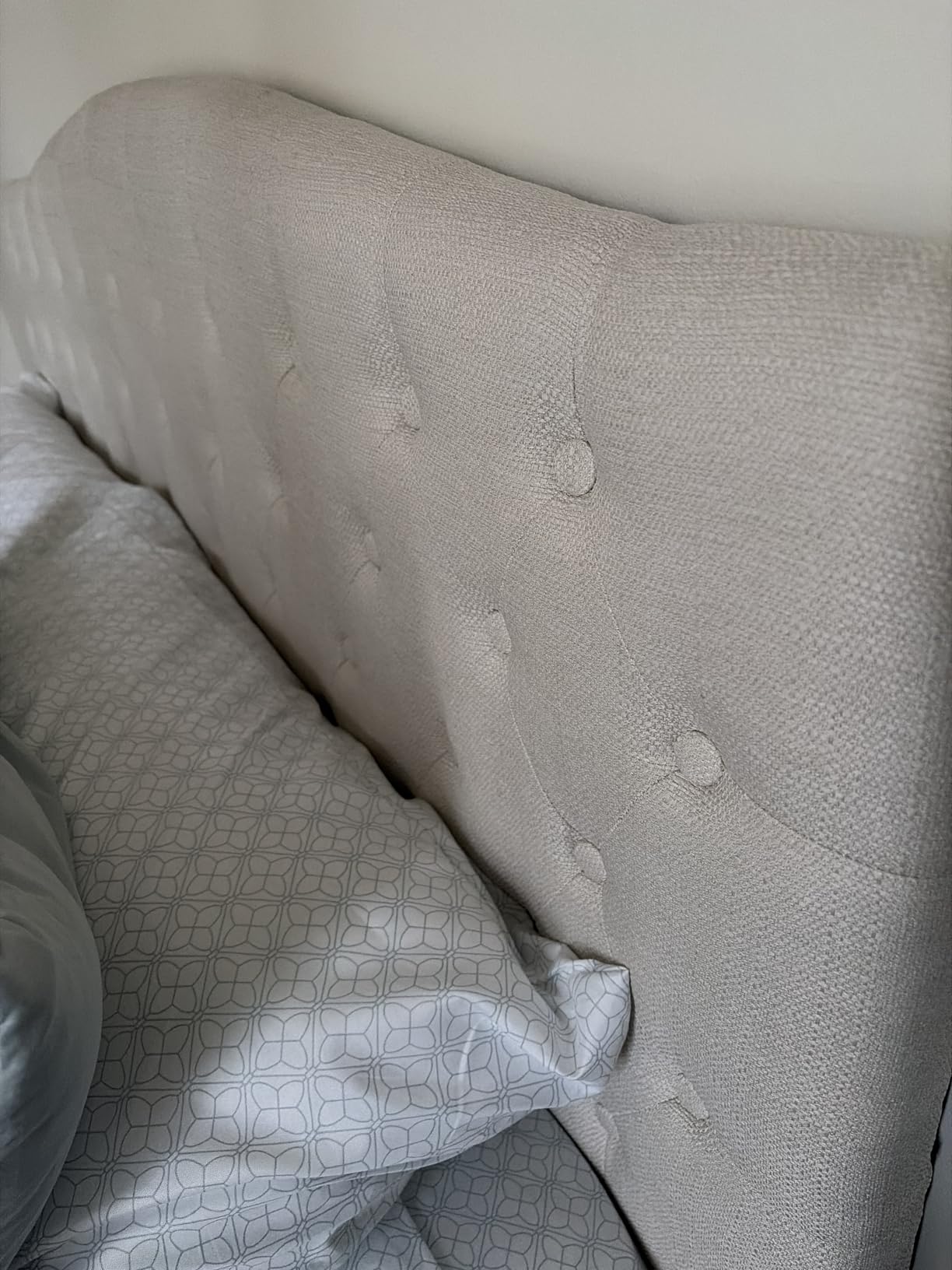 Furpopup Linen King Size Headboard Only, Upholstered Wall Mount, Ivory customer photo 1