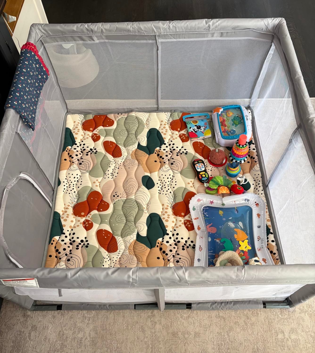 Blissful Diary Portable Baby Play Mats for Floor, Thick Cushioned Foldable Baby Crawling Mat for Indoor Outdoor, Non-Slip & Washable Kids Playmat for Tummy Time Activity, Earth Tones 43