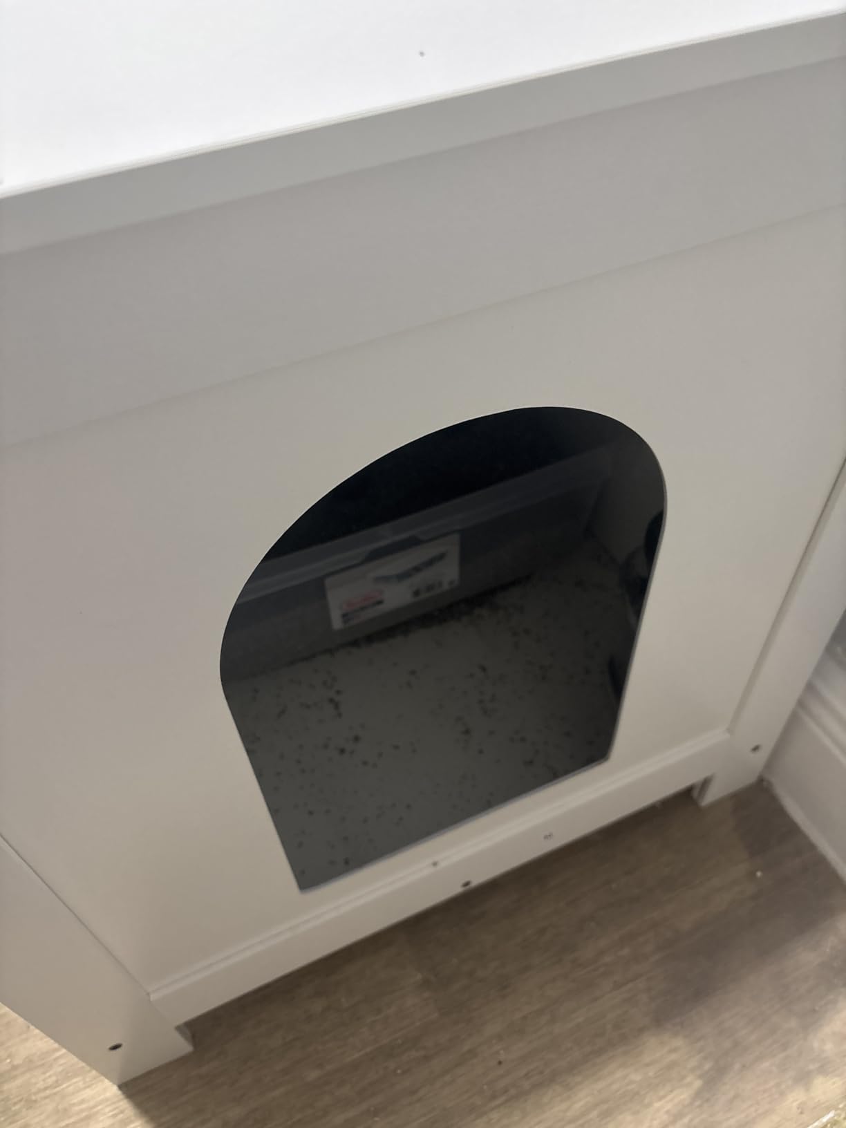 Shintenchi Cat Litter Box Enclosure, Litter Box Furniture Cabinet Hidden with Removable Divider, Wooden Cat House with End Table, Grey, 31.5 inch customer photo 2