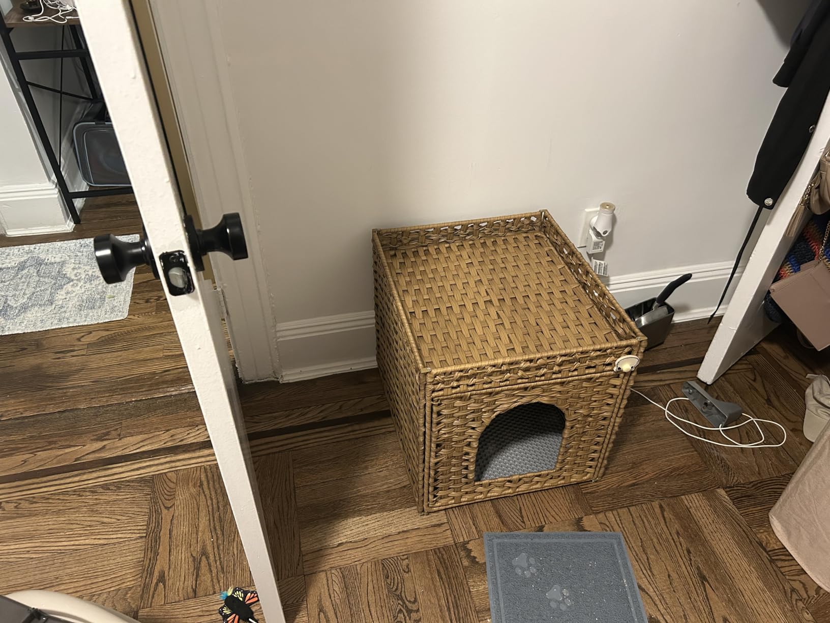 SETVSON Cat Litter Box Enclosure Furniture, Hidden PE Rattan, Natural customer photo 1