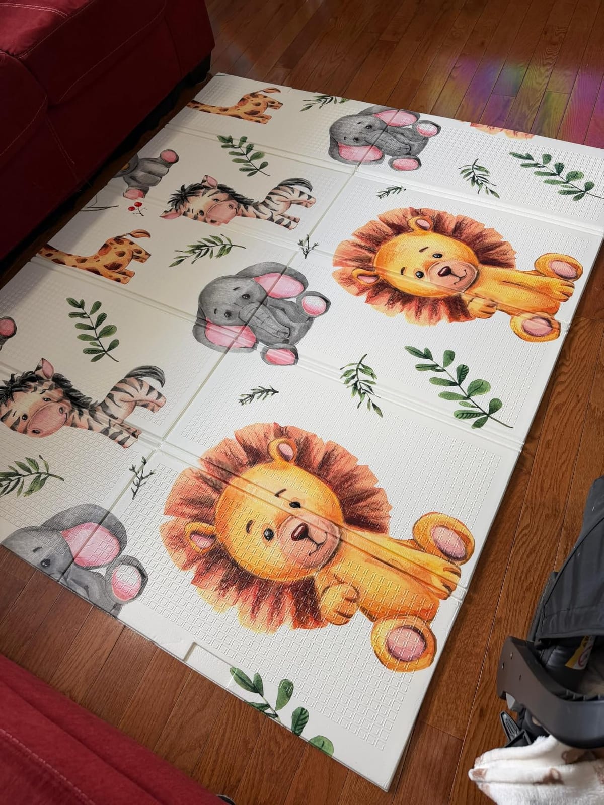 NOONKTY 79x71 Extra Large Baby Play Mat for Floor, Foldable Foam Playmat for Babies 0-12 Months & Kids, Non-Toxic Waterproof Baby Mat, Thick Playpen Mat for Tummy Time Crawling, Elephant customer photo 1