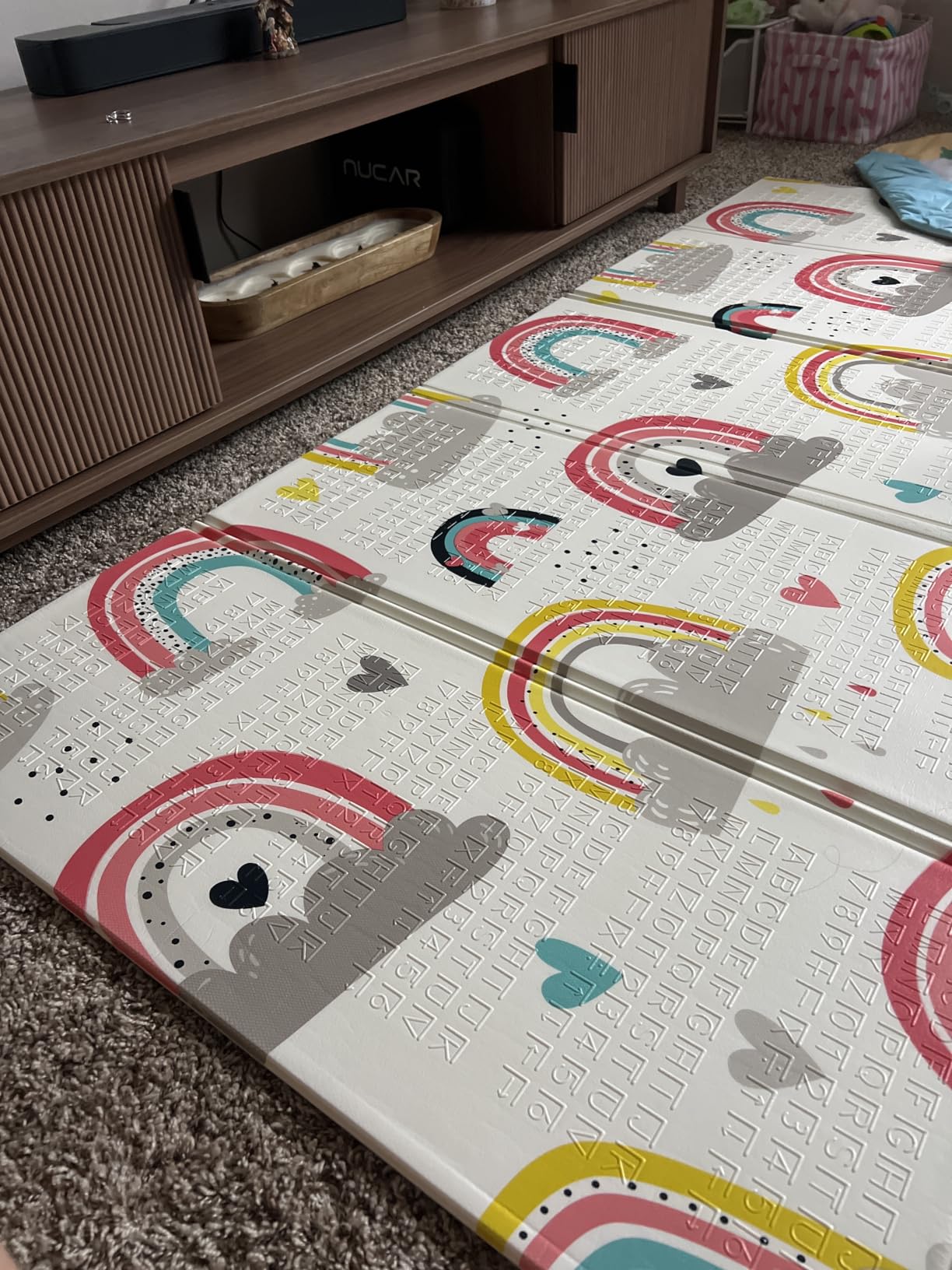 NOONKTY 79x71 Extra Large Baby Play Mat for Floor, Foldable Foam Playmat for Babies 0-12 Months & Kids, Non-Toxic Waterproof Baby Mat, Thick Playpen Mat for Tummy Time Crawling, Elephant customer photo 2