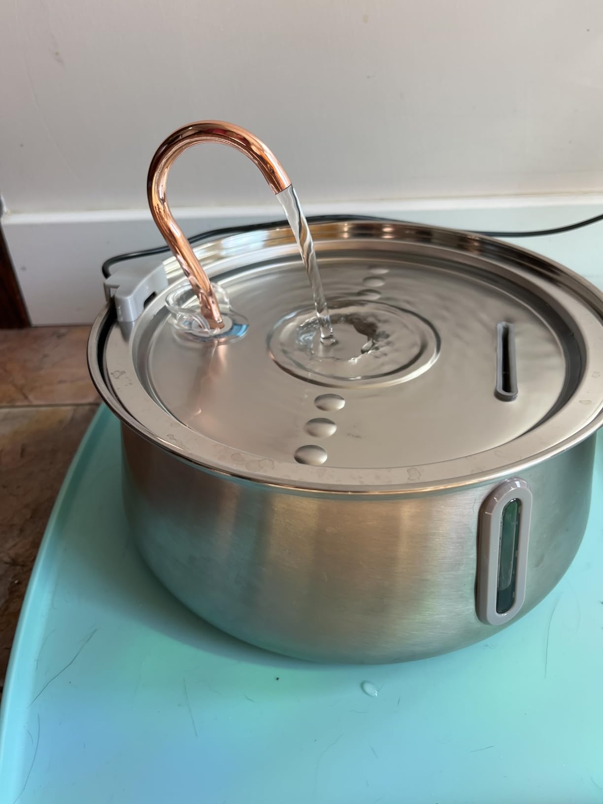 KittySpout Stainless Steel Cat Water Fountain Automatic Drinking Fountain, Quiet Circulating Water Bowl, Dishwasher Safe, Indoor Pet Fountain for Hydrated Healthy Cats (Stainless Steel, 4L Corded) customer photo 2