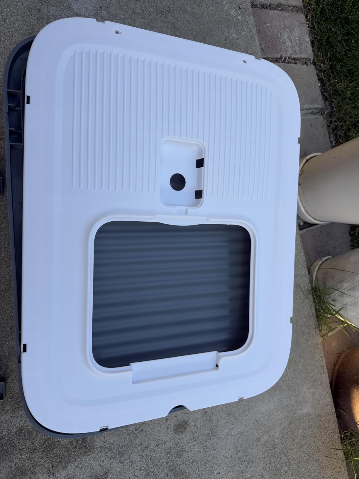 Covered Cat Litter Box with Lid for Kitten to Medium, Grey-White customer photo 1