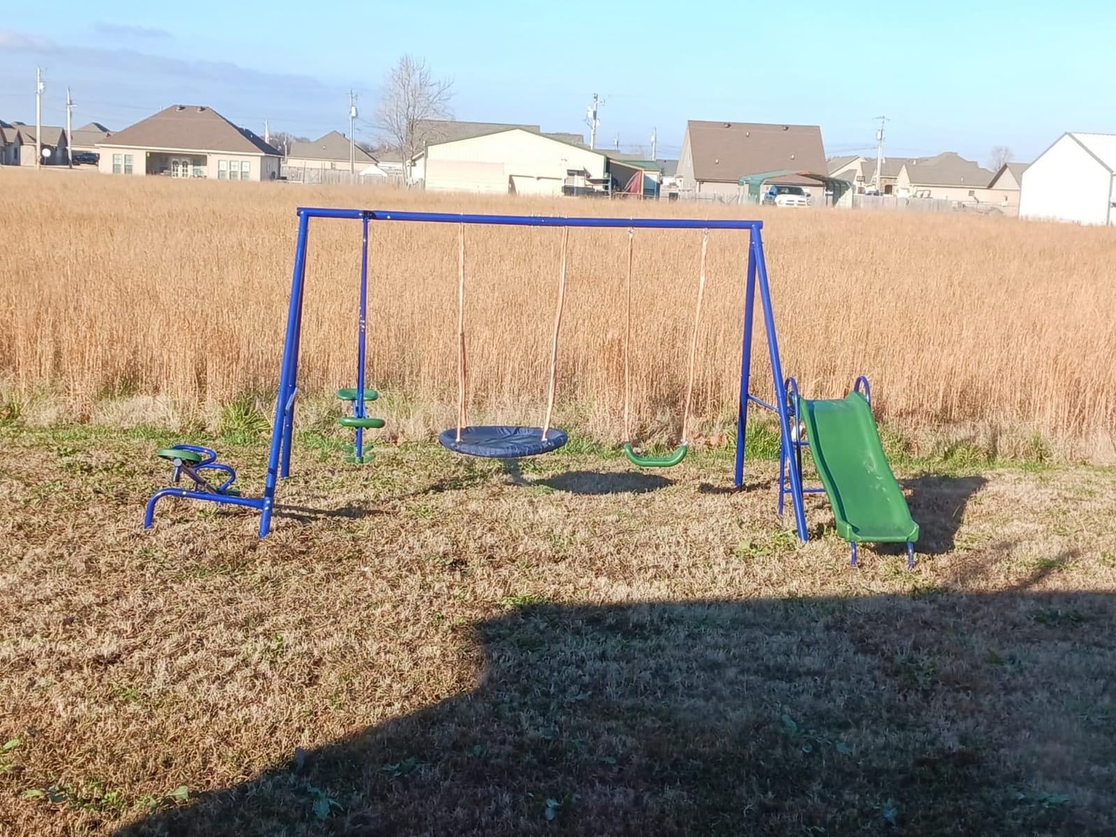 Outsunny 693 lbs Metal Swing Set for Kids 5 in 1 Outdoor Playset, Gray customer photo 2