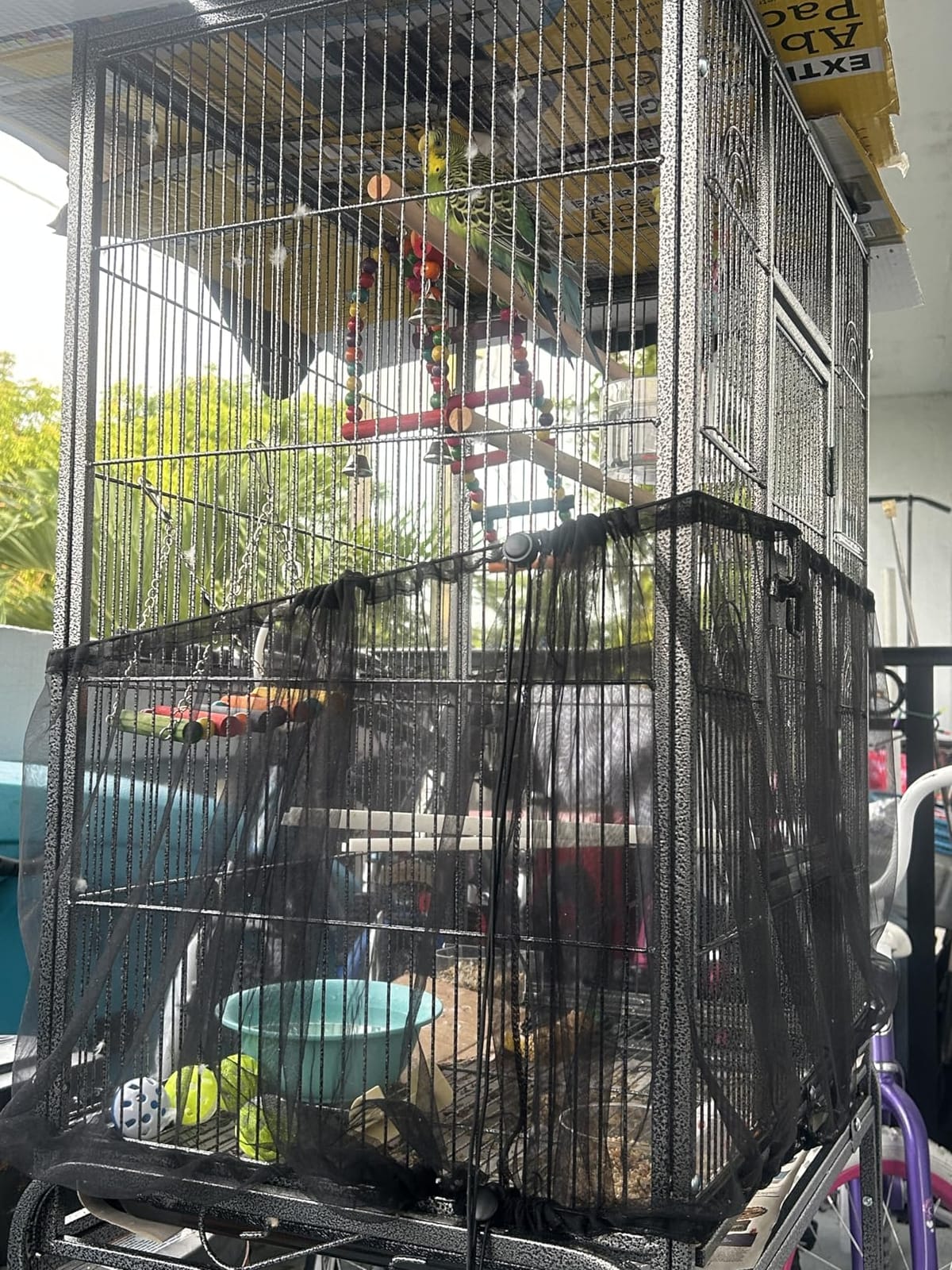 VINGLI 53-inch Bird Cage with Wheels, Durable Wrought Iron Parakeet Cage with Slide Out Tray, Black Bird Cages for Parakeets/Lovebird/Cockatiels/Budgies and Other Small/Medium Birds (Black, 53 inch) customer photo 2