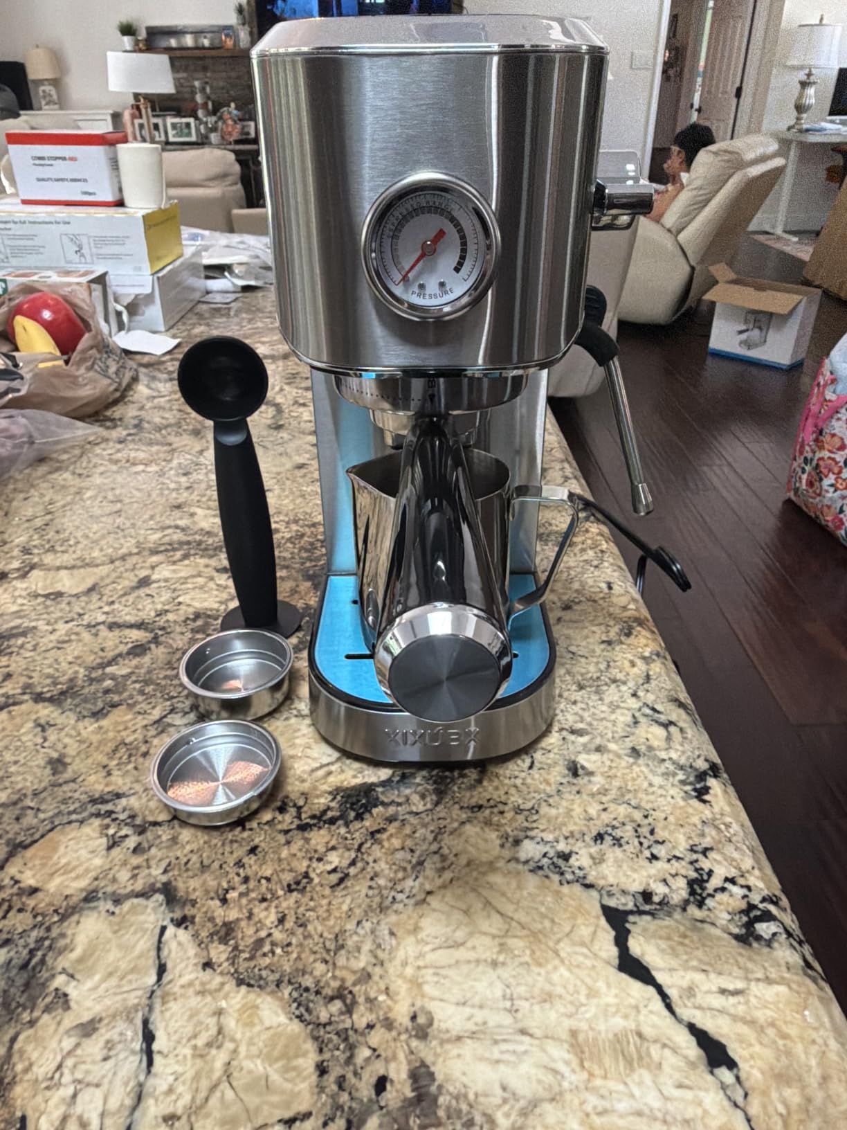 XIXUBX Espresso Machine with Milk Frother for Cappuccino & Latte, Sliver customer photo 1