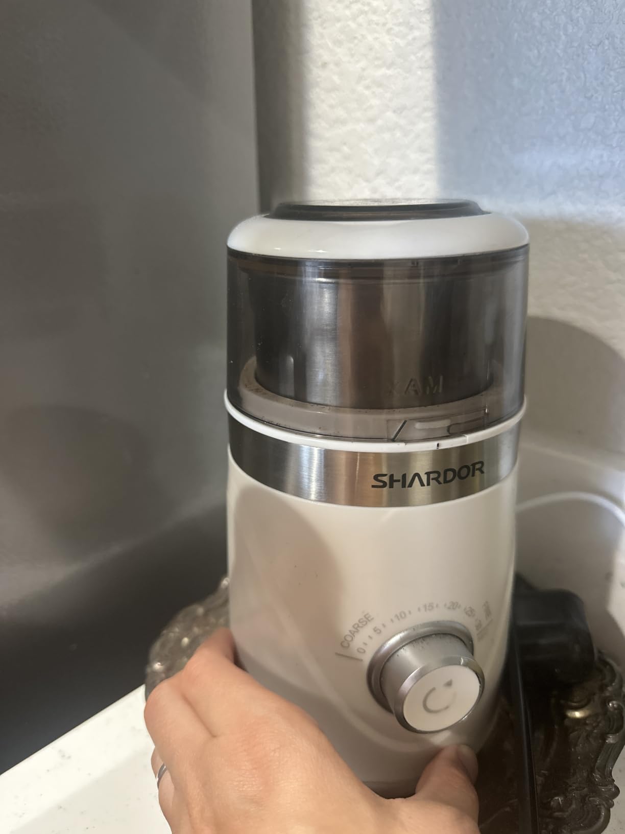 SHARDOR Electric Super Silent Blade Coffee Grinder, Timed Grind Control Rotary Knob, Adjustable Coarse to Fine for Coffee Beans, Spices & Herbs, with 1 Removable Stainless Steel Bowl, Black customer photo 2