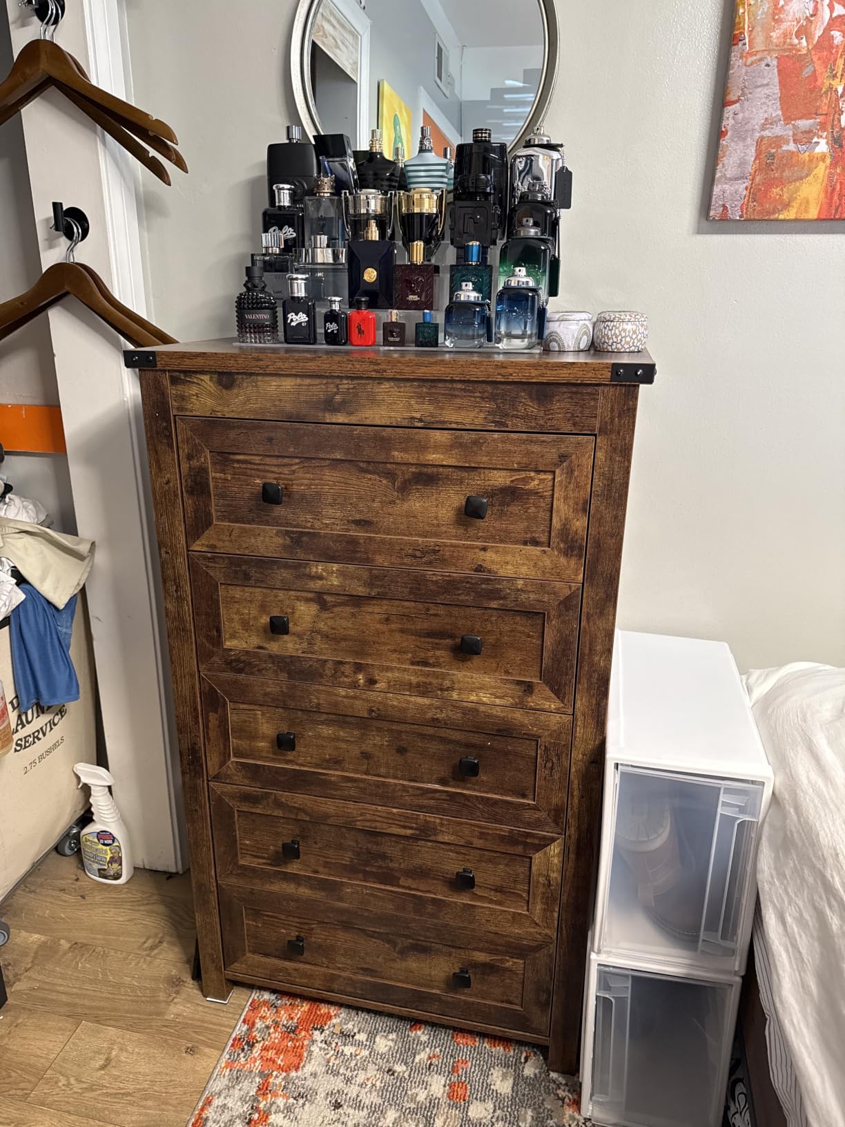 Black Dresser Tall 5 Drawer Dresser for Bedroom, Wood Chest of Drawers with LED Lights, Charging Station, Metal Handles, Modern Storage Cabinet and Organizer Drawers for Living Room, Hallway customer photo 2
