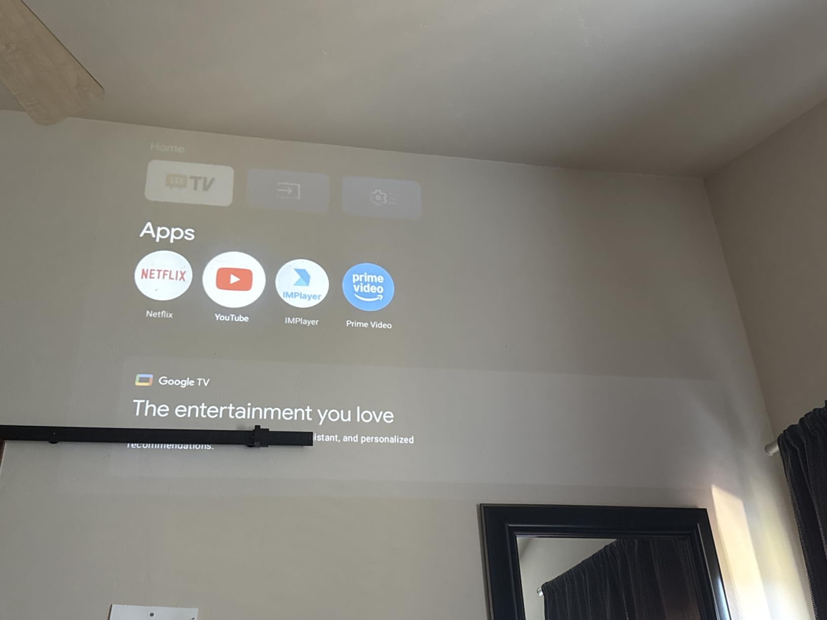 Aurzen BOOM Air Google TV Portable Projector with USB-C Powered, Off-White customer photo 1