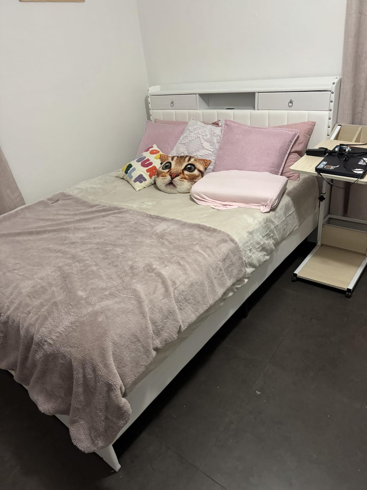 CypBed Queen Bed Frame with 2-Tier Storage Headboard & 4 Storage Drawers customer photo 2