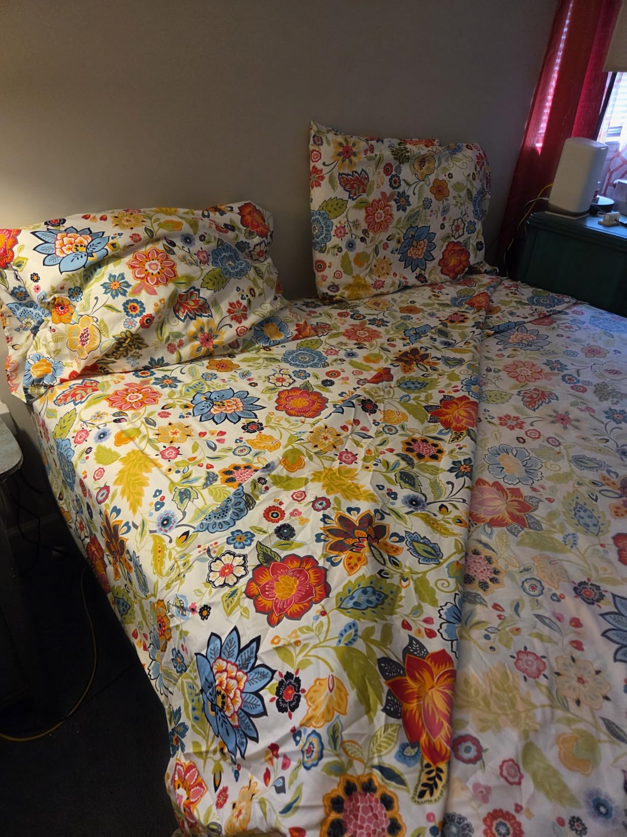 Bedlifes Queen Floral 4-Piece Sheet Set - Cooling Sheets Blend Rayon Derived from Bamboo,Soft & Breathable, Deep Pocket 16