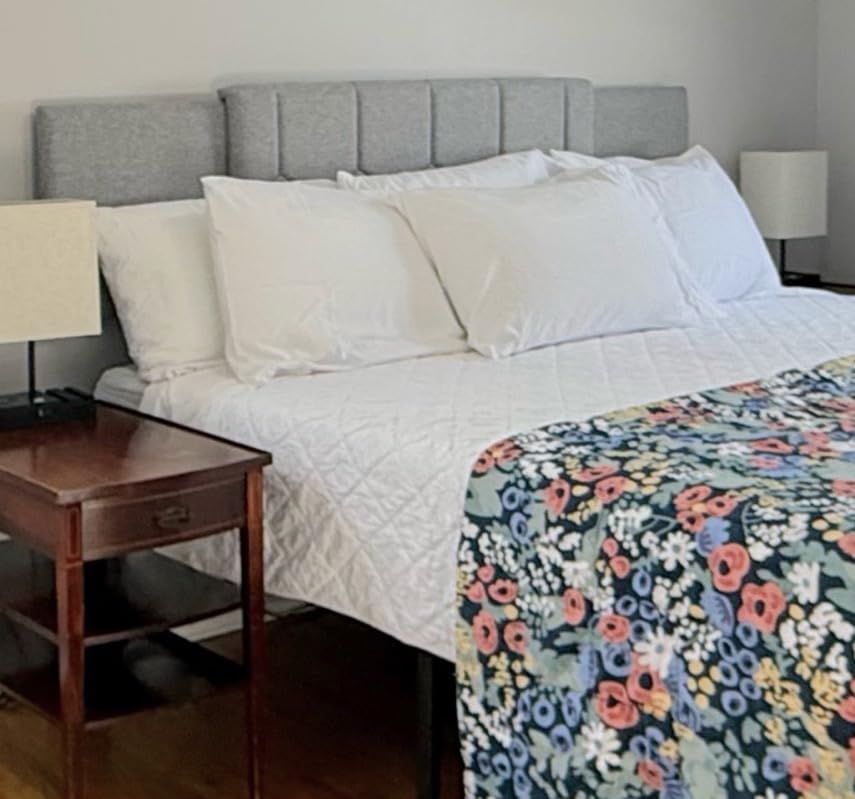 Upholstered Headboard Full/Queen/King Size,Adjustable Height & Width, Beige customer photo 1
