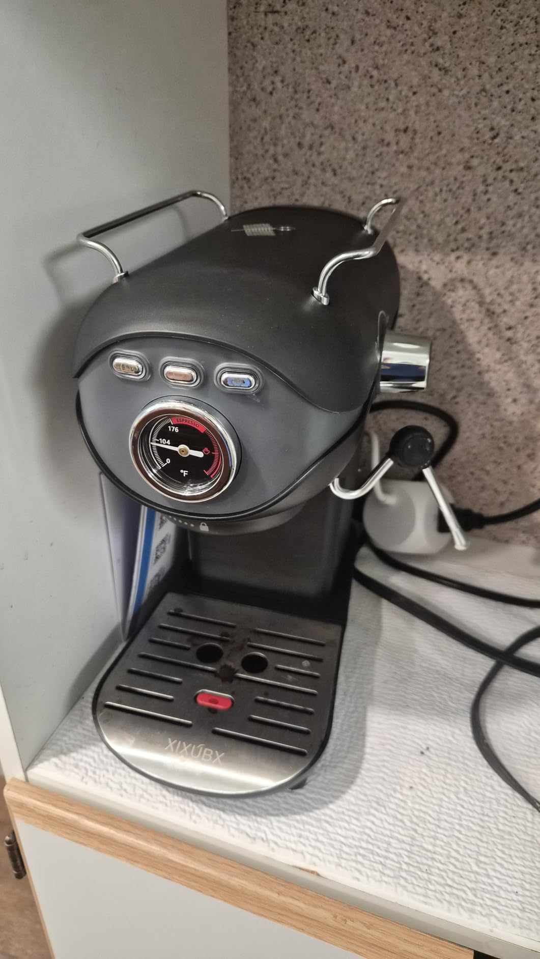 XIXUBX Espresso Machine, Compact Espresso Maker with Milk Frother, White customer photo 1