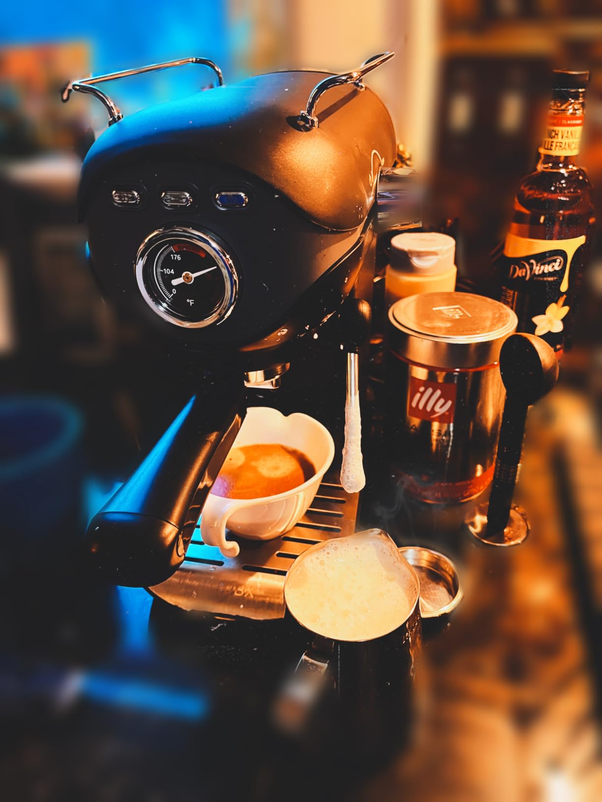 XIXUBX Espresso Machine, Compact Espresso Maker with Milk Frother, White customer photo 2