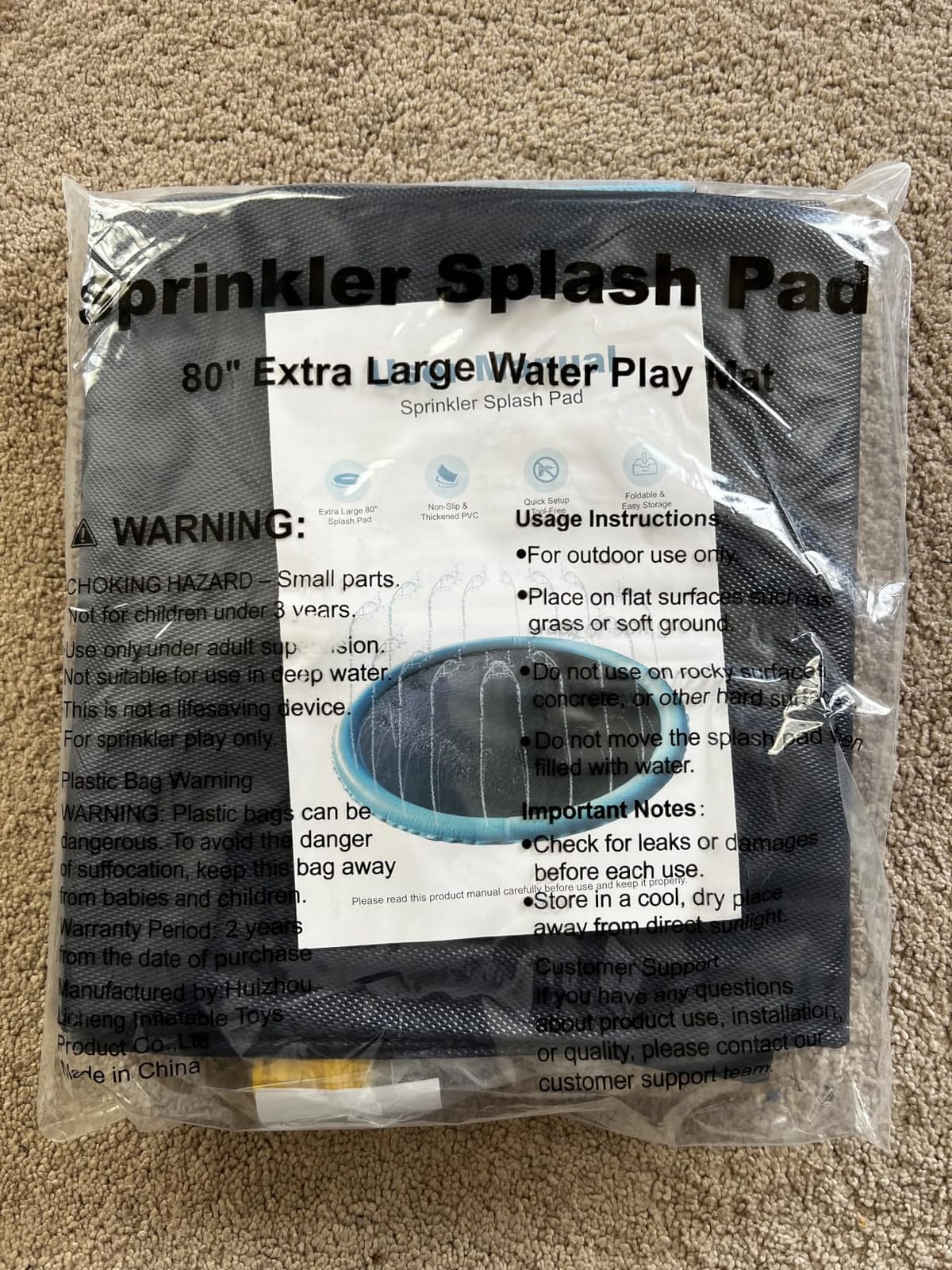 Non Slip Splash Pad for Kids and Dogs, 80