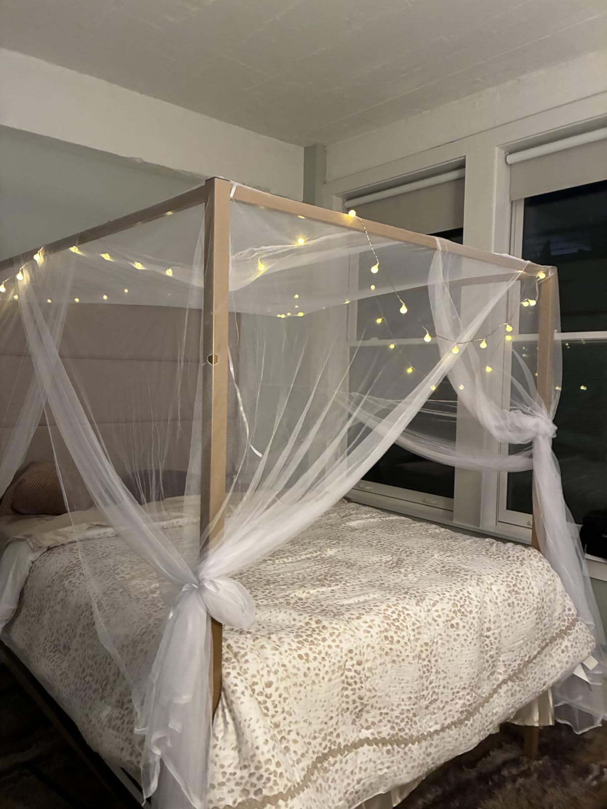 Merax King Size Black Metal Canopy Bed Frame, 76.5
