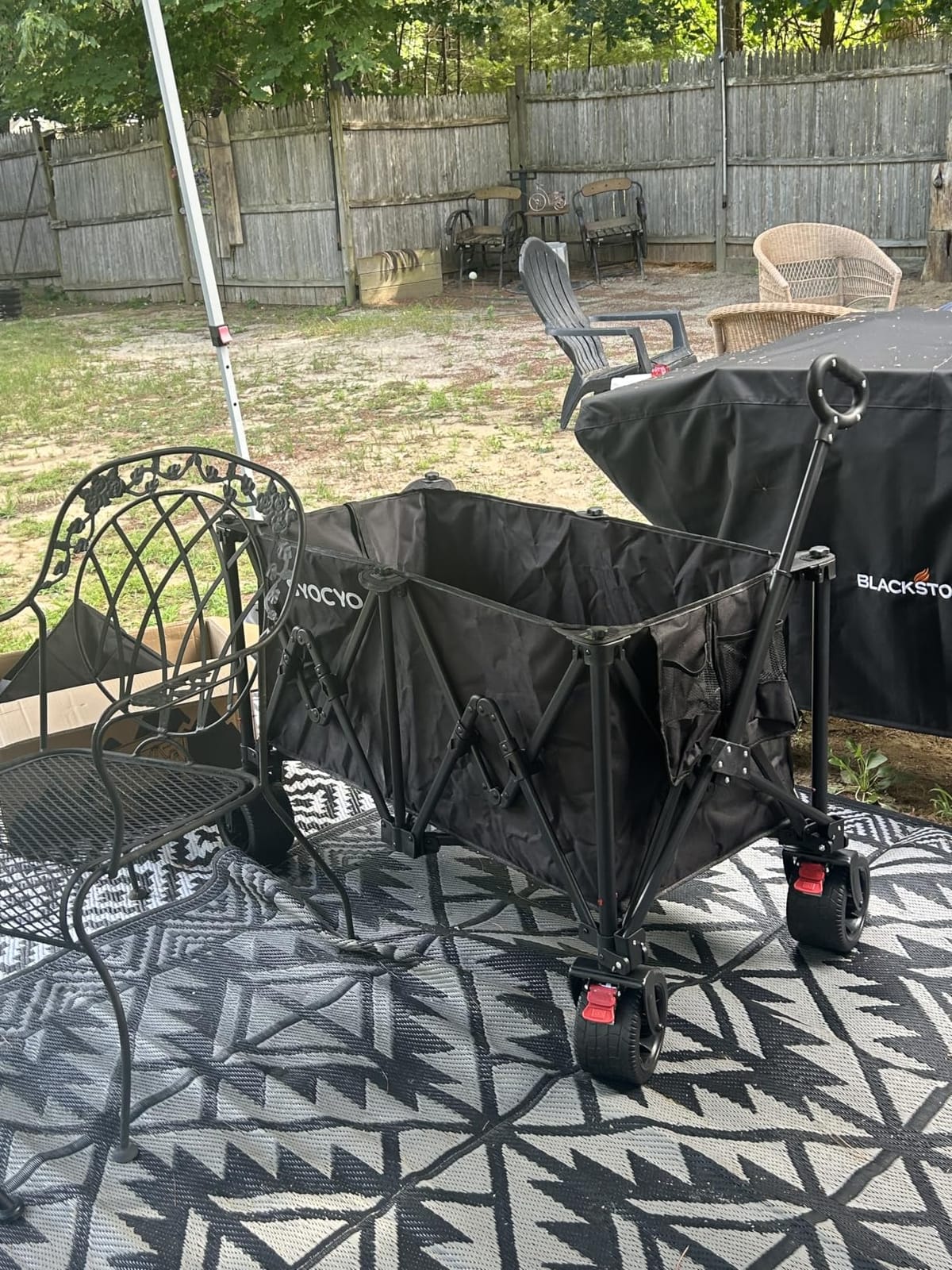 Beach Wagon Carts Foldable 580LBS Collapsible Wagon with Big All-Terrain Wheels for Sand 340L Heavy Duty Utility Carts with Cup Holders for Garden, Camping, Grocery, Black customer photo 1
