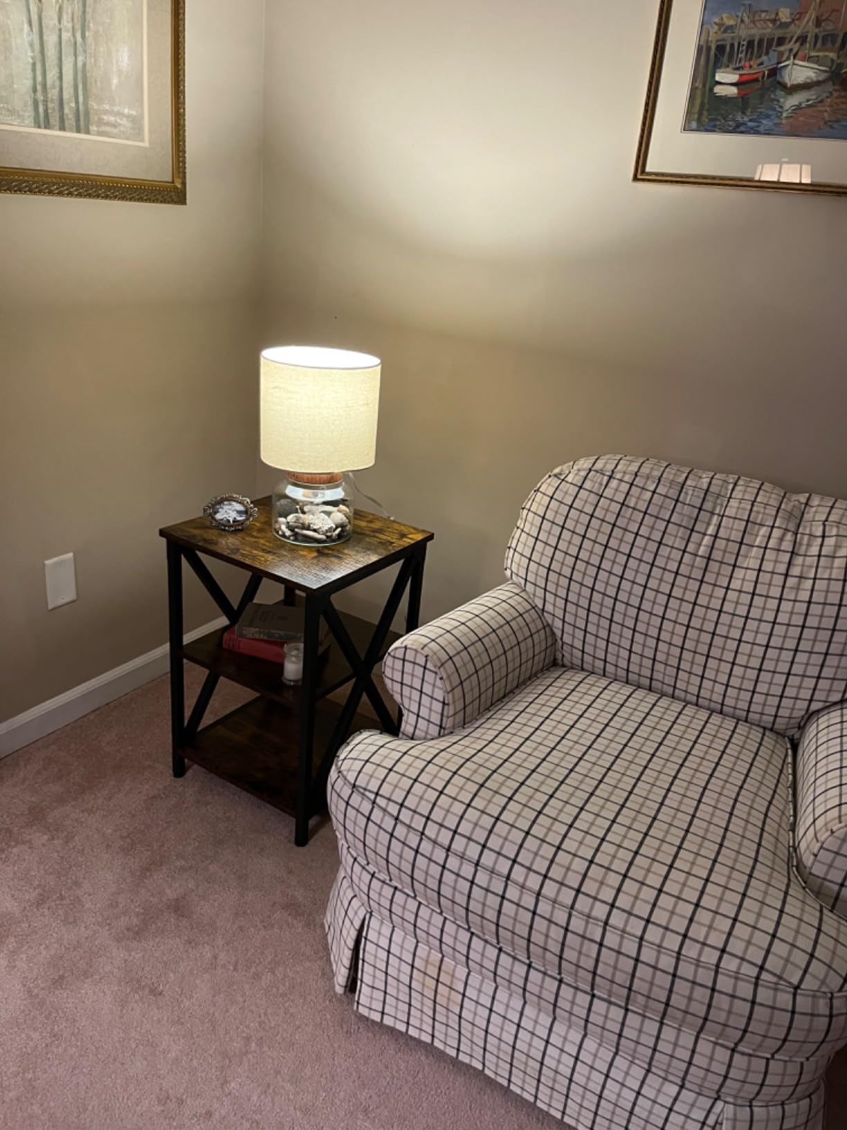 VASAGLE Side Table with Charging Station and Storage Cabinet, Nightstand customer photo 1